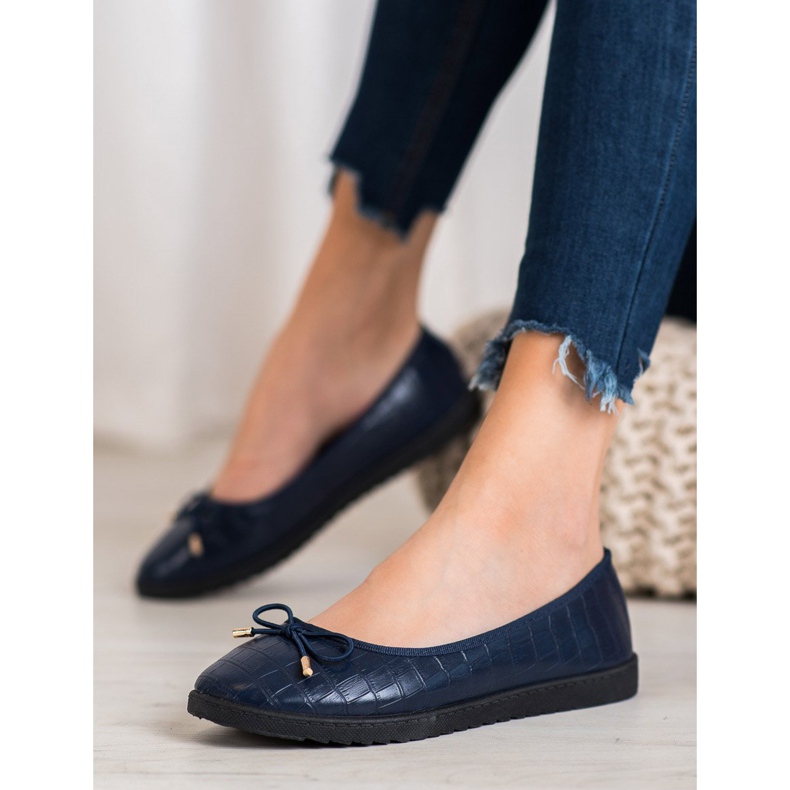 SHELOVET Ballerines en cuir écologique bleu 1