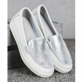 Mocassins sur la plateforme VINCEZA blanche gris 1