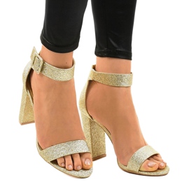 Escarpins ouverts dorés à paillettes ZY-161 d'or 1