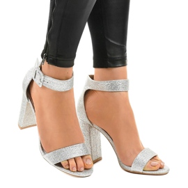 Escarpins ouverts pailletés argentés ZY-161 gris 1 Escarpins ouverts pailletés argentés ZY-161 gris 1