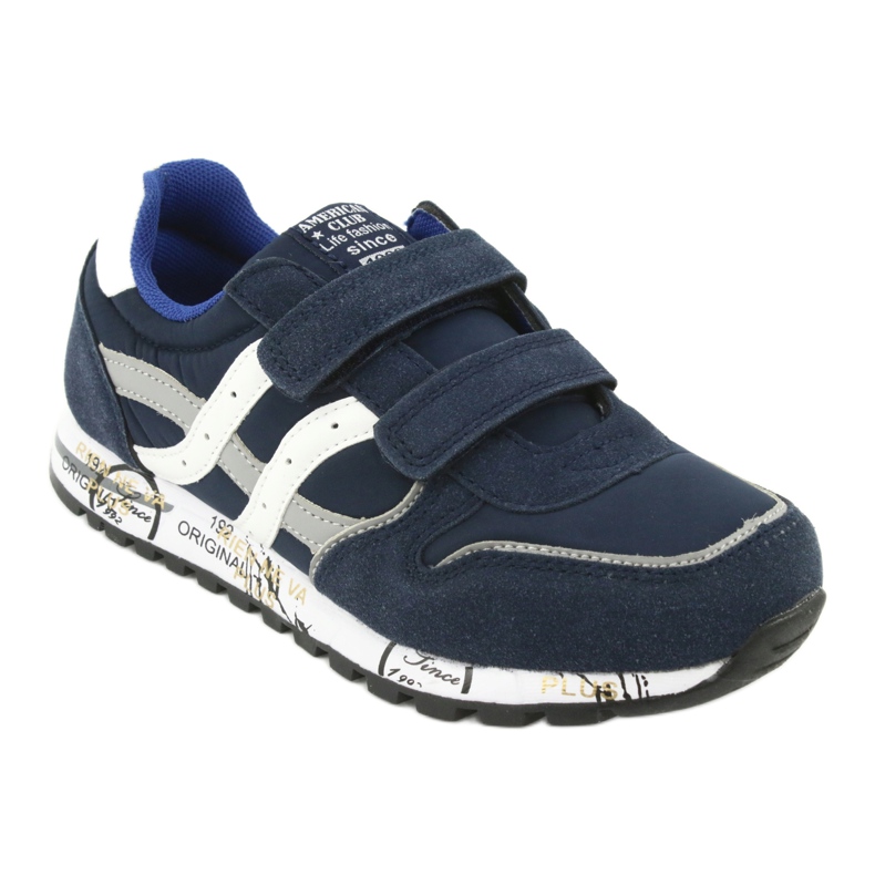 Chaussures de sport garçon Grenade American Club ES02 blanche bleu marin bleu gris 1