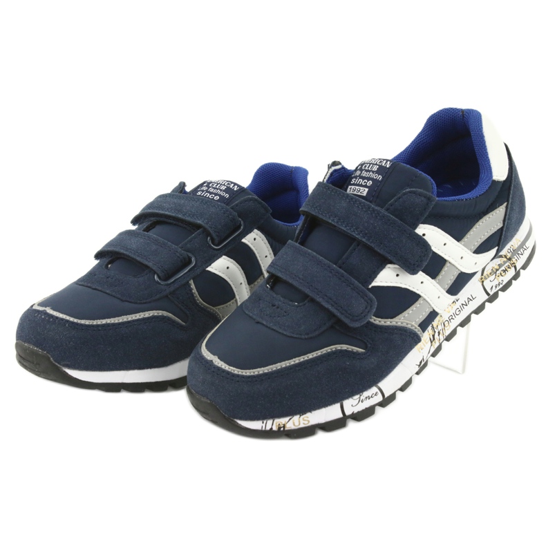 Chaussures de sport garçon Grenade American Club ES02 blanche bleu marin bleu gris 3