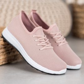 SHELOVET Chaussures confortables sur la plate-forme rose 1