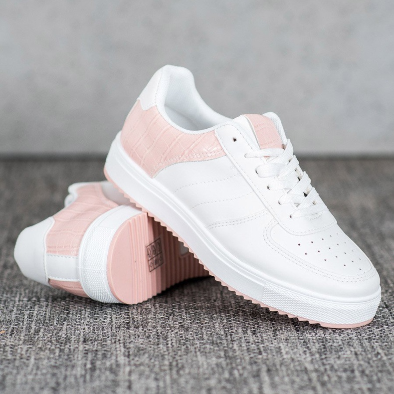 SHELOVET Chaussures élégantes sur la plate-forme blanc rose 1