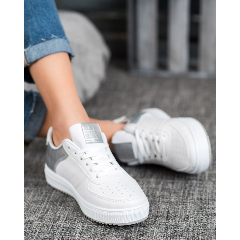 SHELOVET Chaussures élégantes sur la plate-forme blanc gris 1