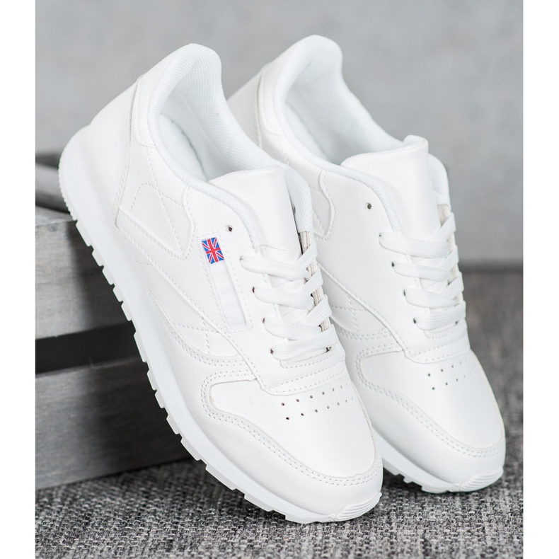 SHELOVET Chaussures nouées en cuir écologique blanc 2