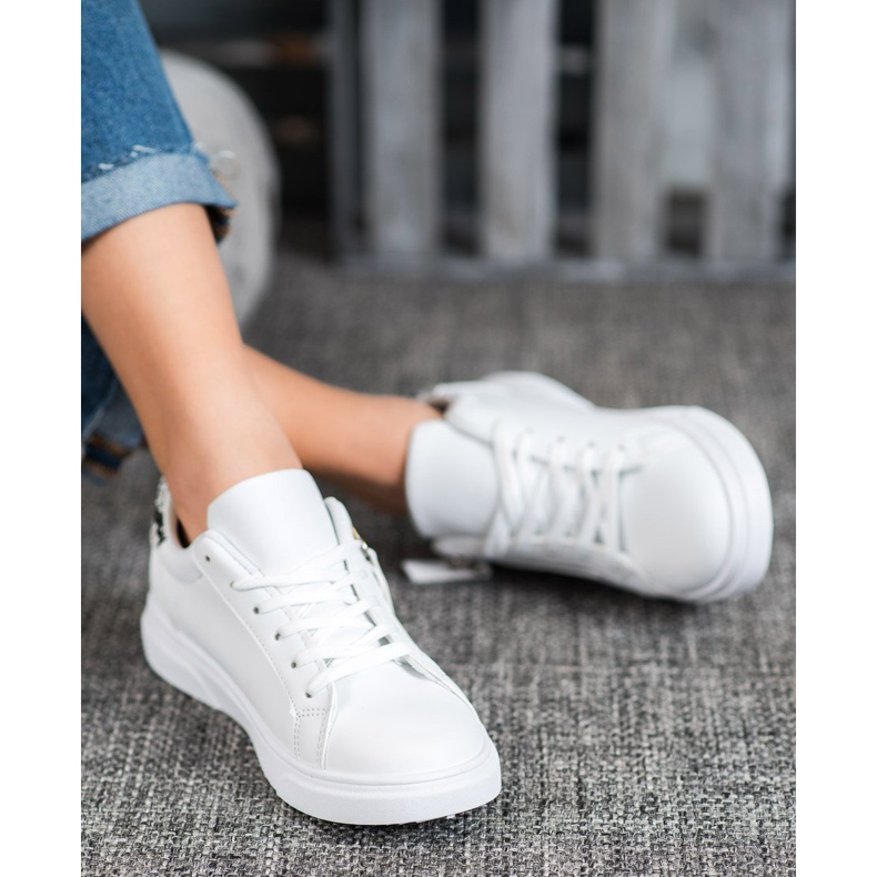 SHELOVET Chaussures de sport avec fermeture éclair décorative blanc 2