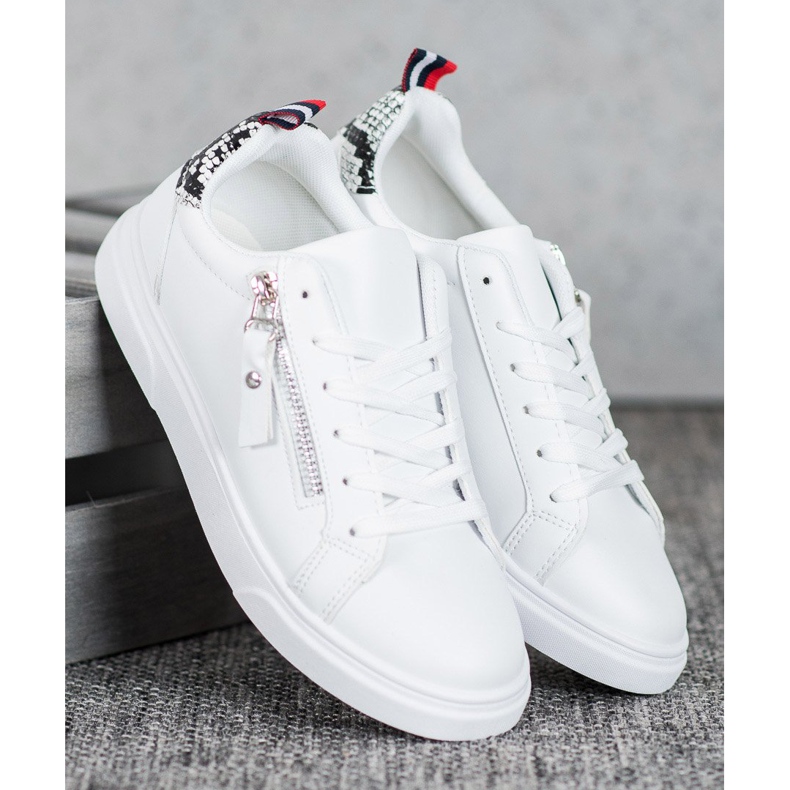 SHELOVET Chaussures de sport avec fermeture éclair décorative blanc 1