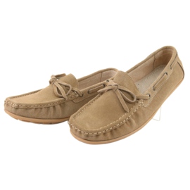 Mocassins femme en cuir American Club JK08 beige 3