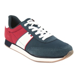American Club Chaussures de sport pour hommes club américain FH07 blanche rouge bleu marin 1