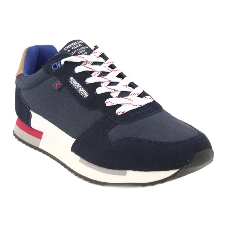 Baskets légères American Club RH12 blanc bleu marine 1