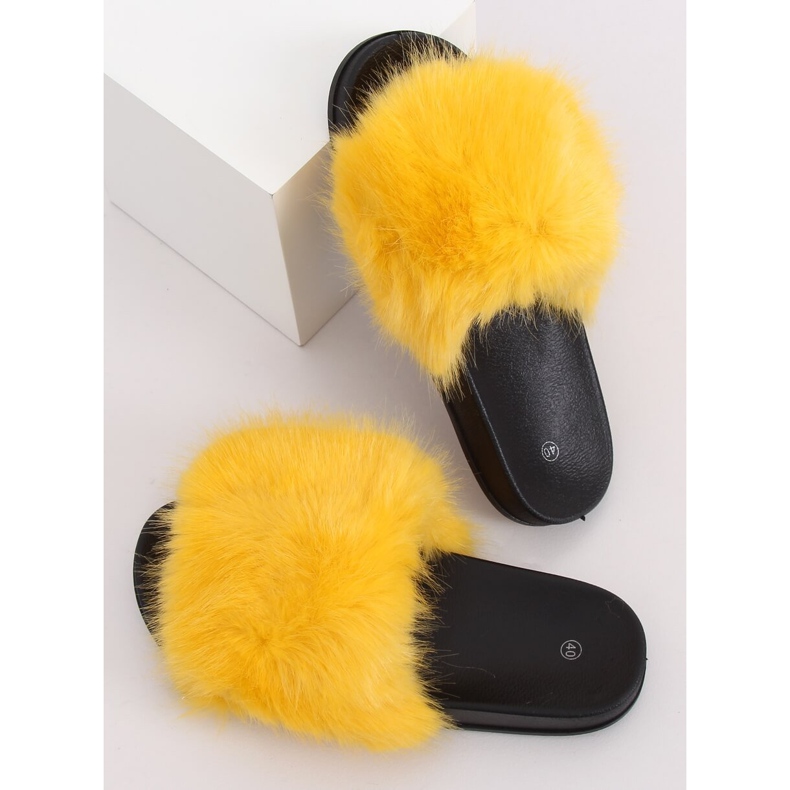 Jaune CK107P Chaussons en fourrure jaune 1