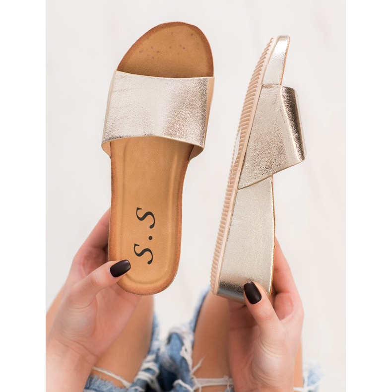 SHELOVET Pantoufles compensées élégantes jaune 1