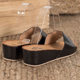 SHELOVET Pantoufles compensées élégantes le noir 1