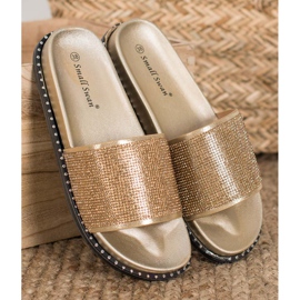 SHELOVET Pantoufles à la mode avec zircone cubique jaune 3