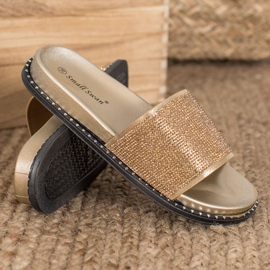 SHELOVET Pantoufles à la mode avec zircone cubique jaune 4