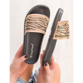 SHELOVET Pantoufles à la mode avec zircone cubique brun jaune 3