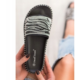 SHELOVET Pantoufles à la mode avec zircone cubique noir gris 1