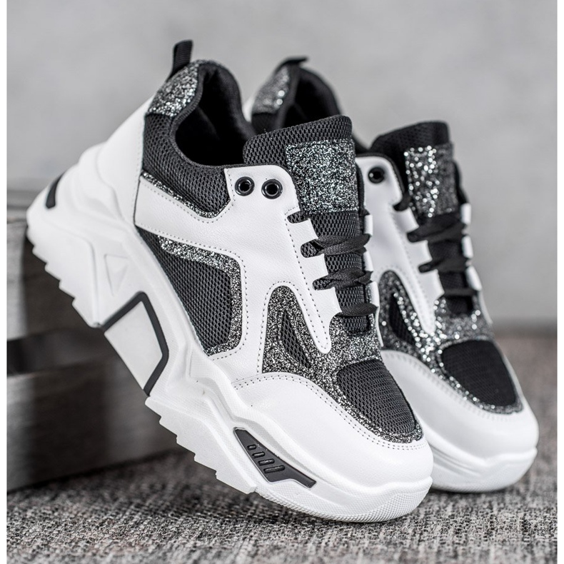 Seastar Baskets à la mode avec des paillettes blanche le noir 1