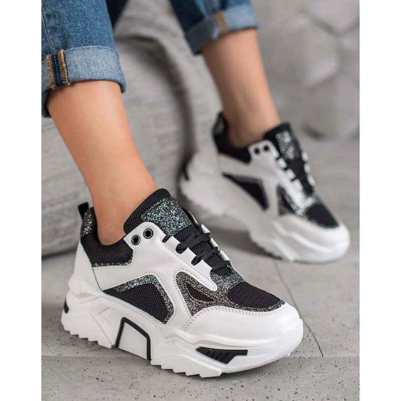 Seastar Baskets à la mode avec des paillettes blanche le noir 2