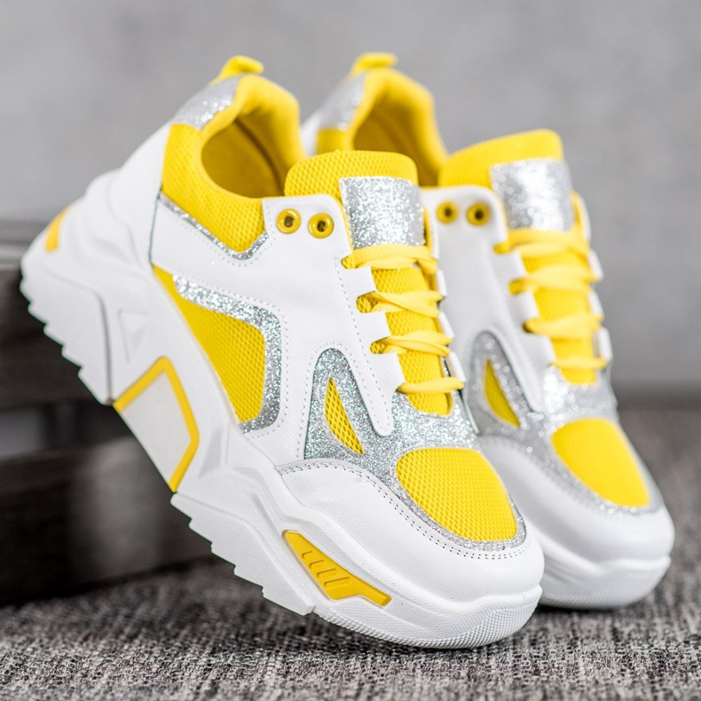 Seastar Baskets à la mode avec des paillettes blanc jaune 2