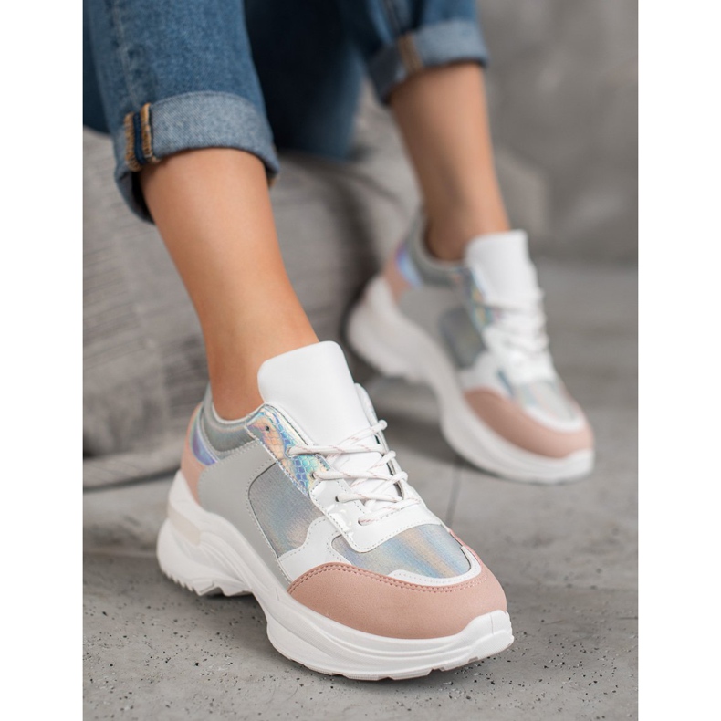 SHELOVET Baskets confortables sur la plate-forme blanc multicolore 2