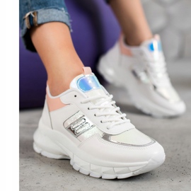 SHELOVET Baskets en cuir écologique à la mode blanche multicolore 2