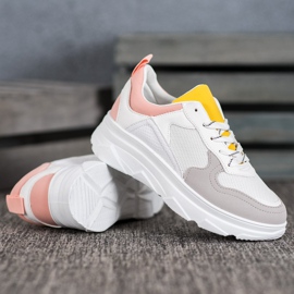 SHELOVET Baskets décontractées en cuir écologique blanche multicolore 4