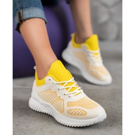 SHELOVET Baskets classiques avec maille blanche jaune 5