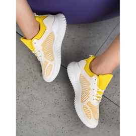 SHELOVET Baskets classiques avec maille blanche jaune 1