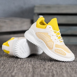 SHELOVET Baskets classiques avec maille blanche jaune 3