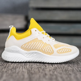 SHELOVET Baskets classiques avec maille blanche jaune 4