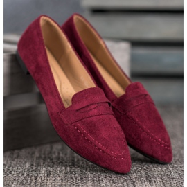 Best Shoes Mocassins En Daim En Spitz rouge 3