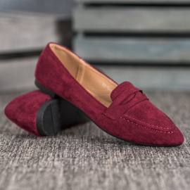 Best Shoes Mocassins En Daim En Spitz rouge 2