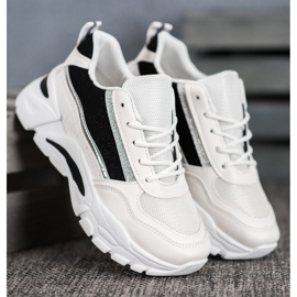 SHELOVET Baskets élégantes à paillettes blanche le noir 2 SHELOVET Baskets élégantes à paillettes blanche le noir 2