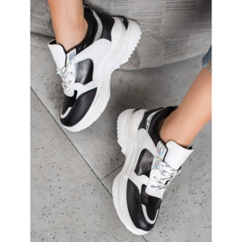SHELOVET Baskets confortables sur la plate-forme blanc noir 1