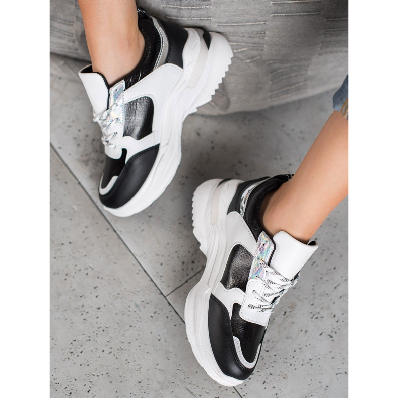 SHELOVET Baskets confortables sur la plate-forme blanc noir 1