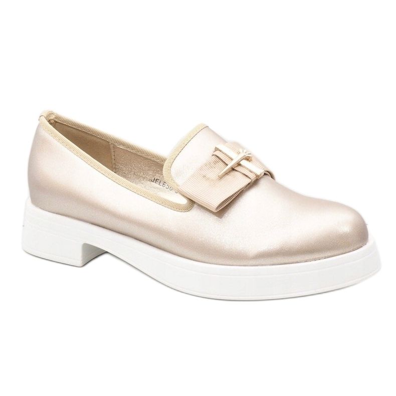 Chaussures à enfiler dorées sur la plateforme JFL656-3 1