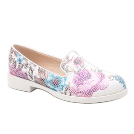 Chaussures de jazz blanches classiques avec des fleurs ZQ630-3 multicolore 1