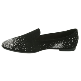 Sergio Leone Ballerines féminines avec zircons noirs 601 le noir 2