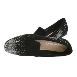 Sergio Leone Ballerines féminines avec zircons noirs 601 le noir 6