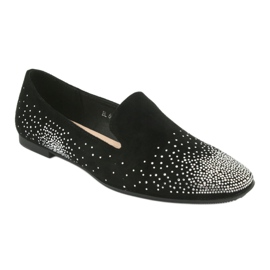 Sergio Leone Ballerines féminines avec zircons noirs 601 le noir 1