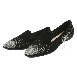 Sergio Leone Ballerines féminines avec zircons noirs 601 le noir 3