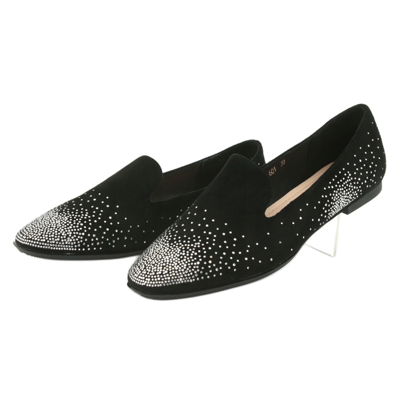 Sergio Leone Ballerines féminines avec zircons noirs 601 3
