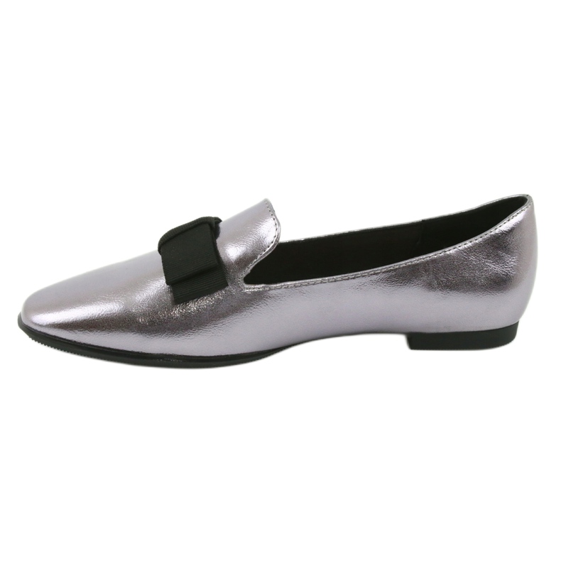 Sergio Leone Ballerines féminines métalliques avec un arc en argent 600 2