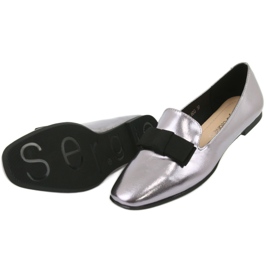 Sergio Leone Ballerines féminines métalliques avec un arc en argent 600 5