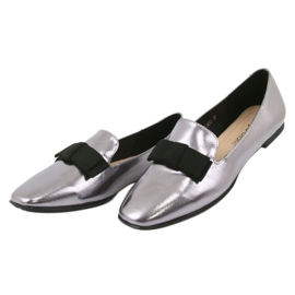 Sergio Leone Ballerines féminines métalliques avec un arc en argent 600 3