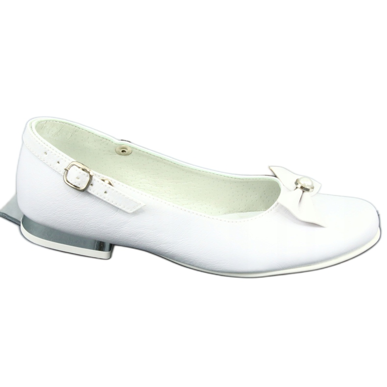 Miko Ballerines de communion blanche pour enfants avec un arc 806 4