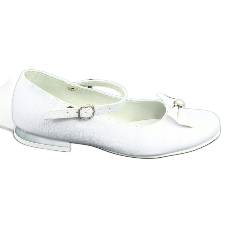 Miko Ballerines de communion blanche pour enfants avec un arc 806 5