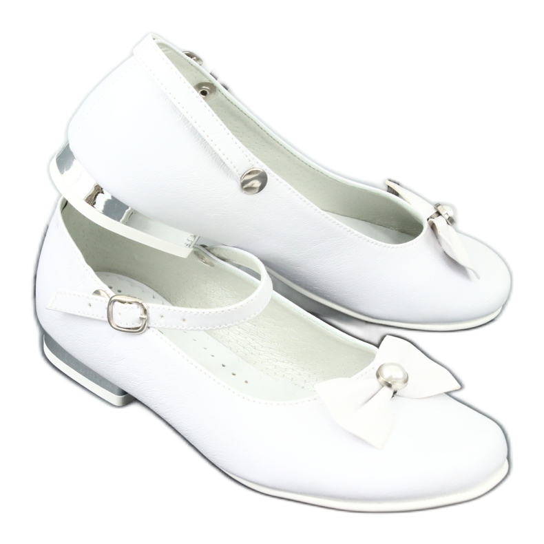 Miko Ballerines de communion blanche pour enfants avec un arc 806 6